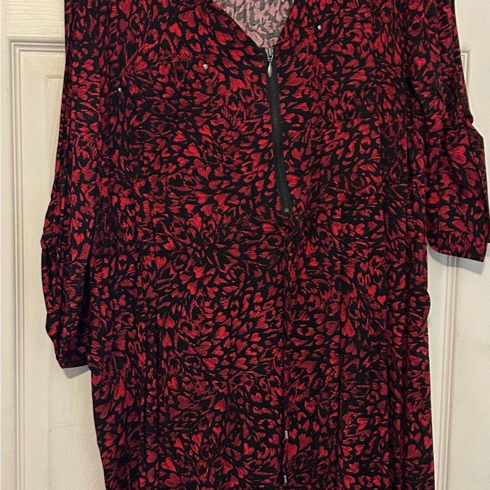 Torrid Red and Black Leaf Print Dress